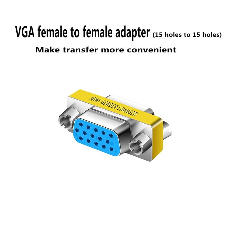 MVTECH VGA Jointer Coupler Joiner Extender 15 Pin Female to Female Coupler Cable Extender Female Both Side Female to Female Gender Changer (Silver) - Image 3