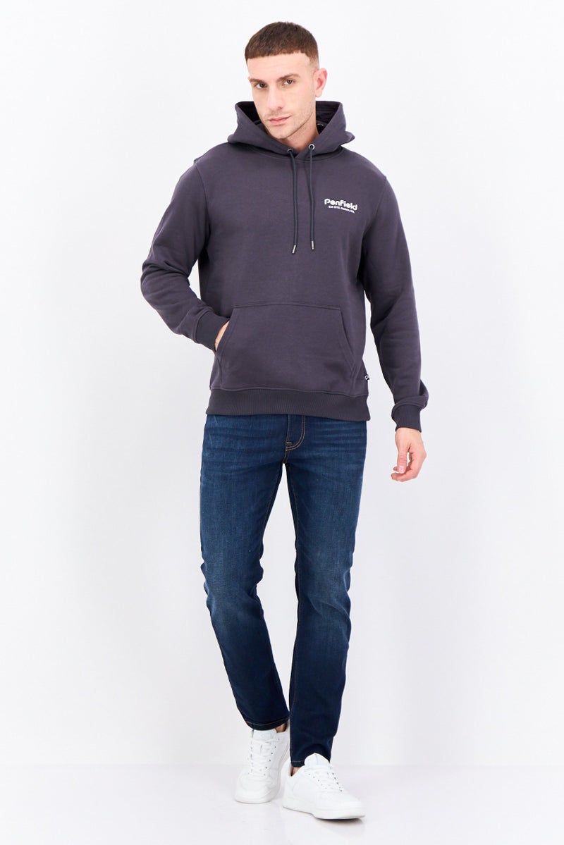 Penfield سويت شيرت طويل الأكمام بغطاء رأس للرجال بشعار العلامة التجارية، رمادي داكن - Image 4