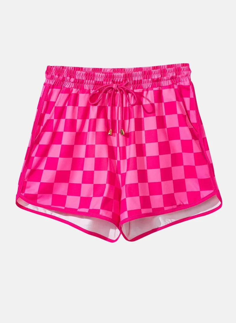 YUNIQEE Pink Checked Casual Shorts