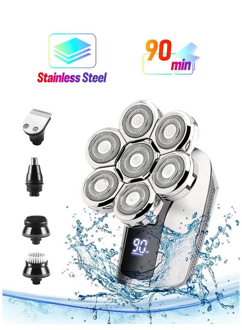 Arabest Men's Electric Shaver, 5 in 1 Men's Shaver, Men's Grooming Set, Electric Shaver Wet and Dry, USB Rechargeable Waterproof, Rotary Shaver with LED Display - Image 1