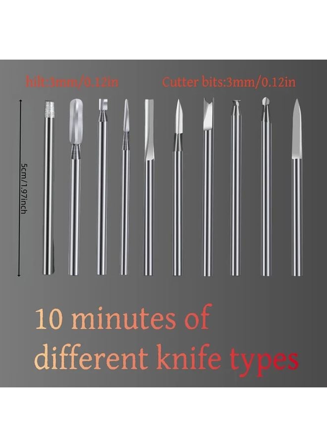 10pcs Electric Wood Carving Knife Set With Interchangeable Blades For DIY Woodworking - Image 1