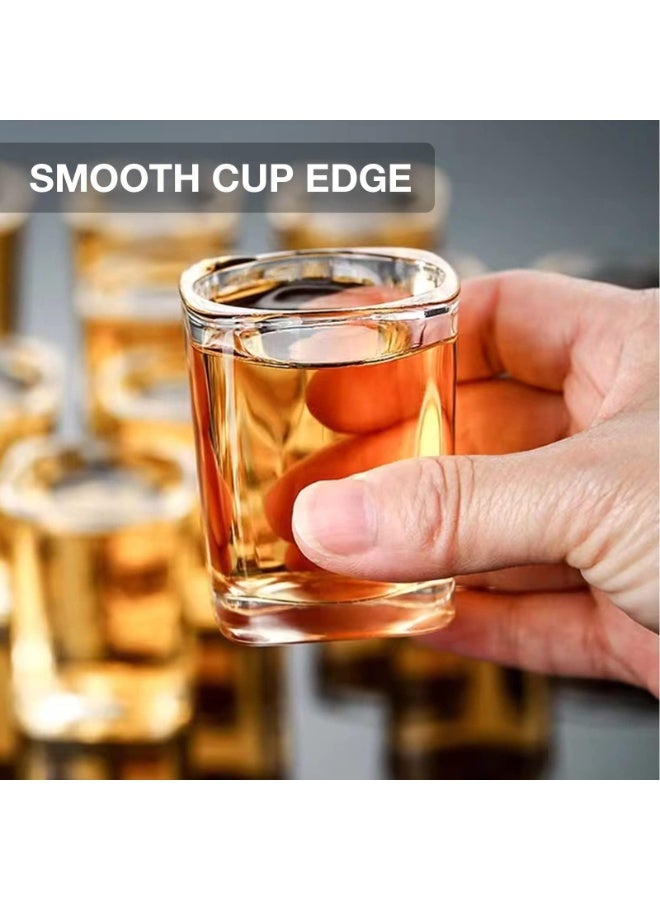 مجموعة من 6 أكواب شوت بقاعدة ثقيلة، أكواب شوت شفافة سعة 2.2 أونصة، كوب شوت تيكيلا، كوب شوت مربع، كوب شوت إسبريسو للفودكا والويسكي والتكيلا والإسبريسو والمشروبات الروحية والمشروبات الكحولية - Image 4