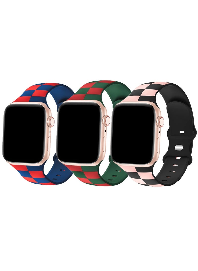 TEMPO Luxury Checkered Designer Bands Compatible with Apple Watch Ultra 2/1 Ultra 49mm 46mm 45mm 44mm 42mm for Men Women, Soft Silicone,Waterproof Strap for iWatch Series 10 9 8 7 6 5 4 3 2 1 SE  - Image 1