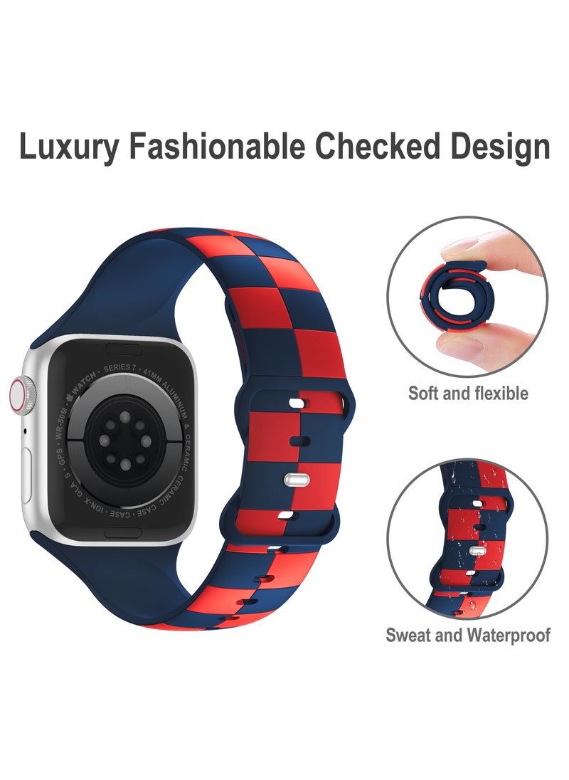 TEMPO Luxury Checkered Designer Bands Compatible with Apple Watch Ultra 2/1 Ultra 49mm 46mm 45mm 44mm 42mm for Men Women, Soft Silicone,Waterproof Strap for iWatch Series 10 9 8 7 6 5 4 3 2 1 SE  - Image 2