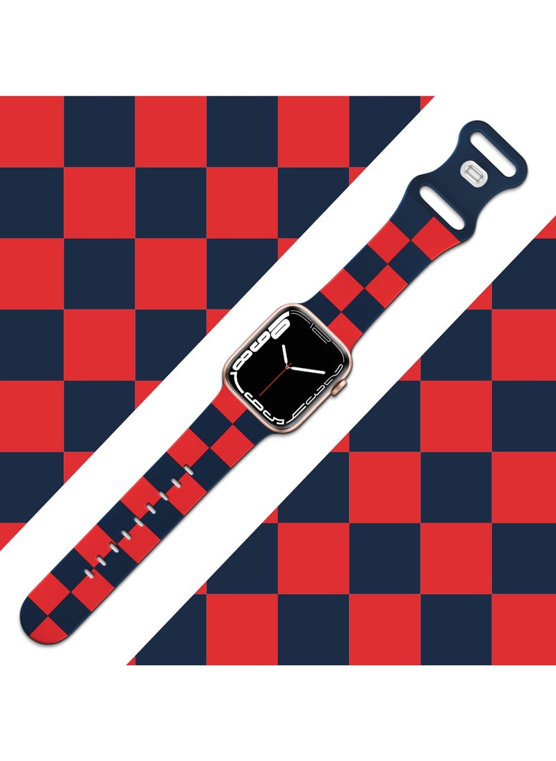 TEMPO Luxury Checkered Designer Bands Compatible with Apple Watch Ultra 2/1 Ultra 49mm 46mm 45mm 44mm 42mm for Men Women, Soft Silicone,Waterproof Strap for iWatch Series 10 9 8 7 6 5 4 3 2 1 SE  - Image 3