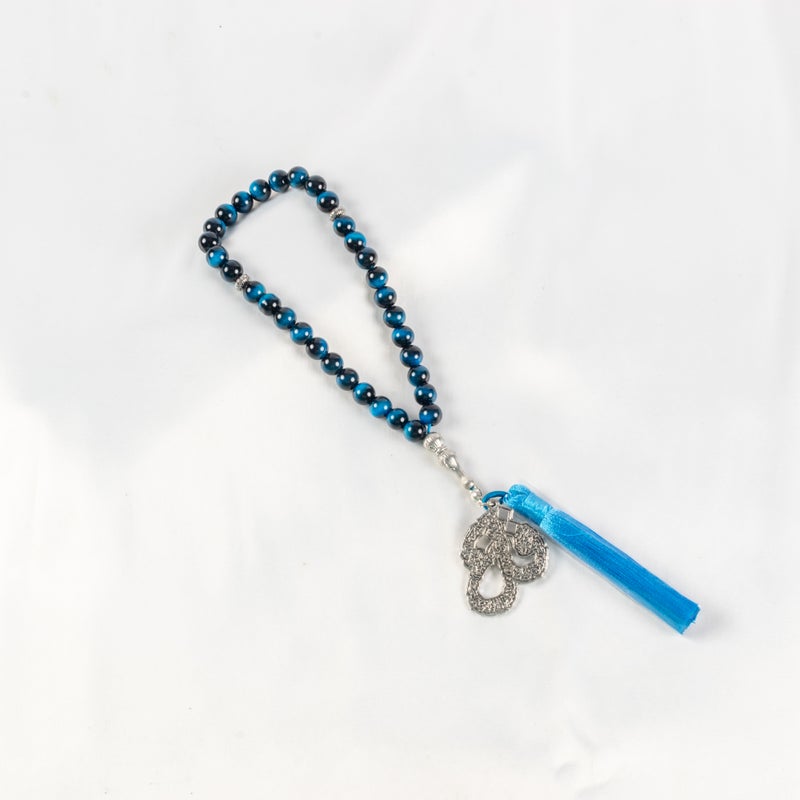 The Black Pearl Accessories Blue Tiger Eye Stone Prayer Bead of 33 Beads - Image 1