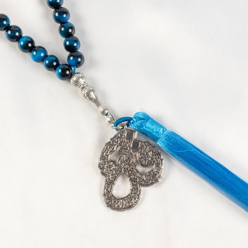 The Black Pearl Accessories Blue Tiger Eye Stone Prayer Bead of 33 Beads - Image 3