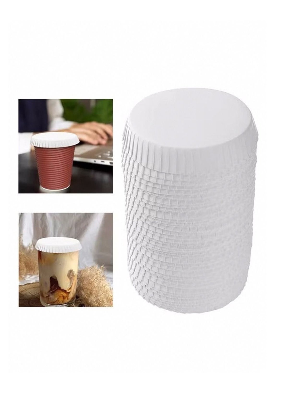 Generic 100 Pcs Disposable Paper Cup Covers,Coffee Mug Lid Tea Cup ...