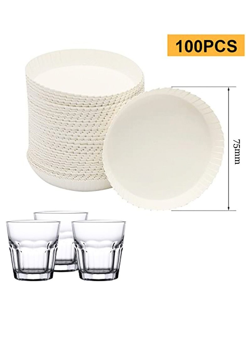 Generic - 100 Pcs Disposable Paper Cup Covers,Coffee Mug Lid Tea Cup Paper Hot Cup Lids Coffee Cup Covers for Espresso Cold Hot Drinks Tea Coffee Hot Tea Cups White Disposable Coffee Cups Coffee Cup Lids - Image 1