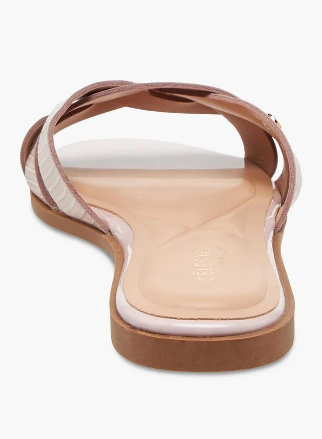 Celeste PINK Women Textured Knot Slide Sandals for Women | Best Price UAE