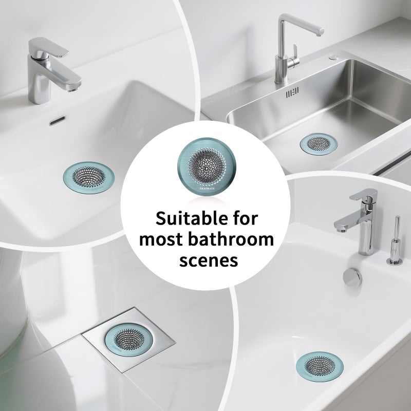 TRAPMATE Reversible Bathtub Drain Protector Hair Catcher/Easy Clean & Fast Drainage Drain Cover for Regular & Pop-up Drain (Teal) - Image 5