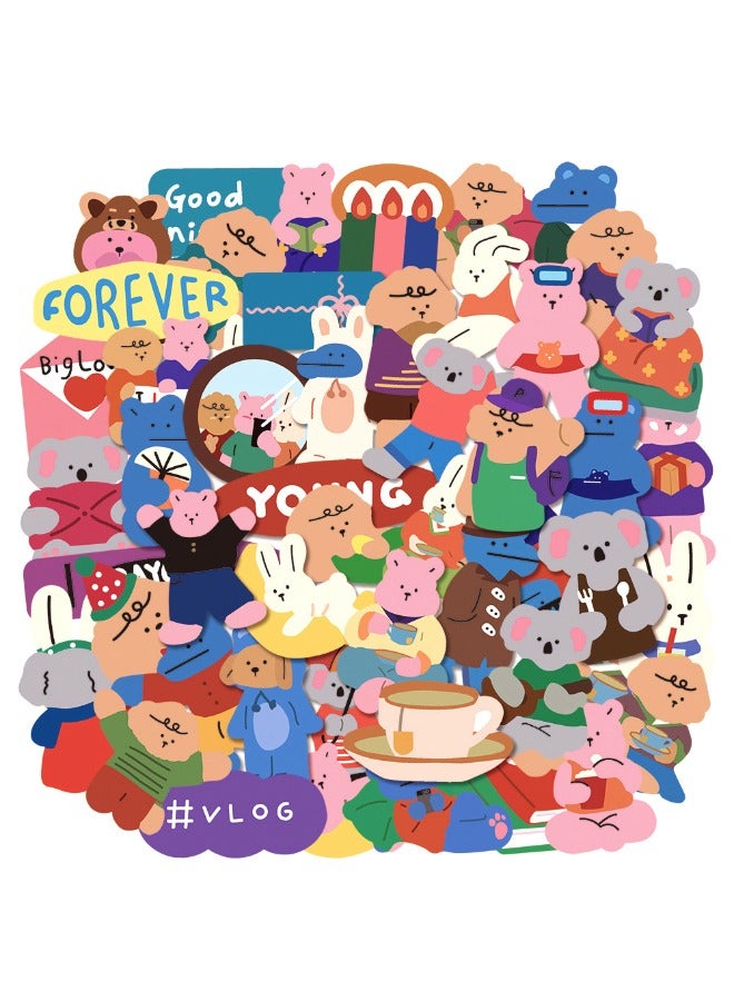 50-Piece Cream Bear Cartoon Doodle Sticker, Waterproof Unrepeated Cartoon Stickers for Laptop,Skateboard, Water Bottles,Computer,Phone,Guitar, Stickers for DIY - Image 1