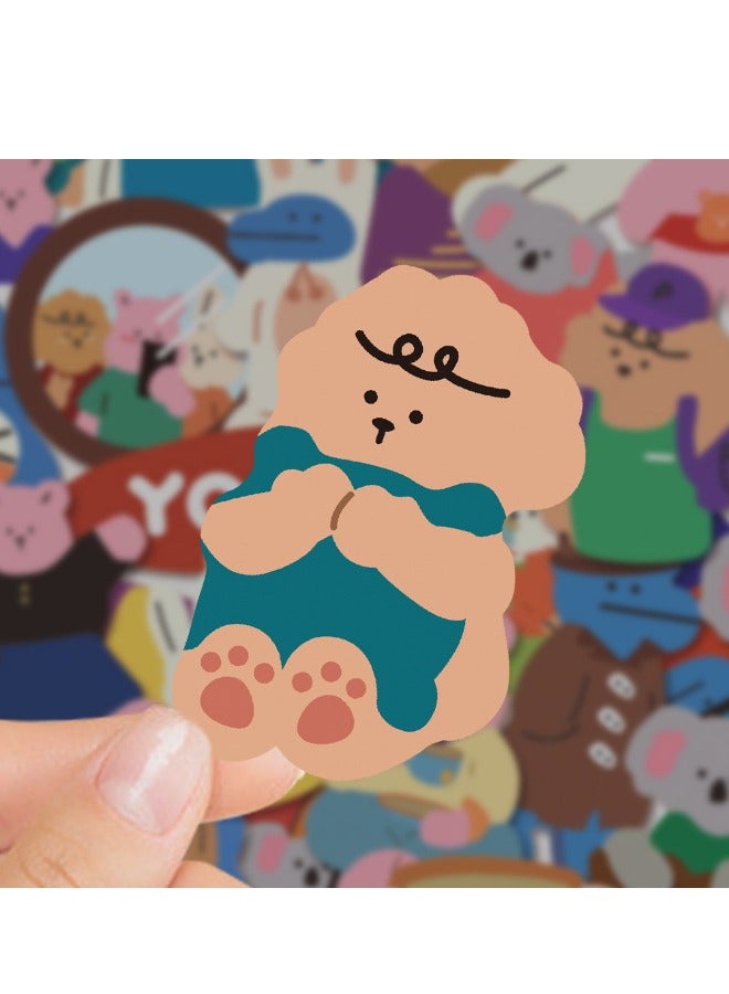 50-Piece Cream Bear Cartoon Doodle Sticker, Waterproof Unrepeated Cartoon Stickers for Laptop,Skateboard, Water Bottles,Computer,Phone,Guitar, Stickers for DIY - Image 3