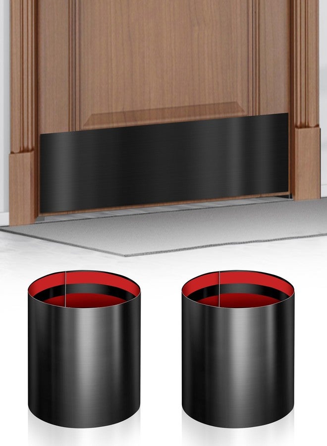 Profasion 2 Pack 8" x 34" Self Adhesive Door Kick Plate for Bottom of Door, Stainless Steel Front Door Kick Plates, Kickplates for 36" Door Interior and Exterior (Black) - Image 1