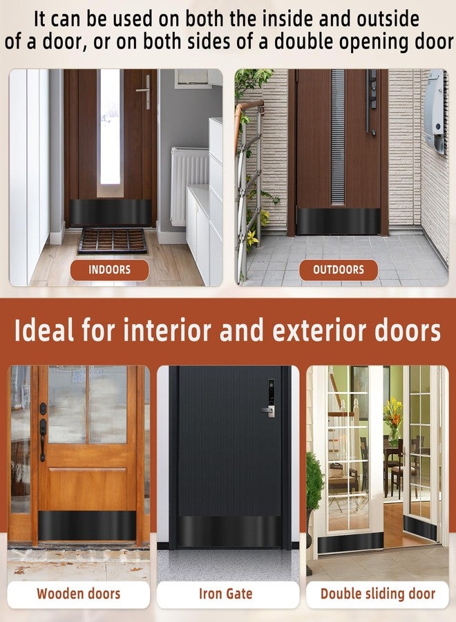 Profasion 2 Pack 8" x 34" Self Adhesive Door Kick Plate for Bottom of Door, Stainless Steel Front Door Kick Plates, Kickplates for 36" Door Interior and Exterior (Black) - Image 5