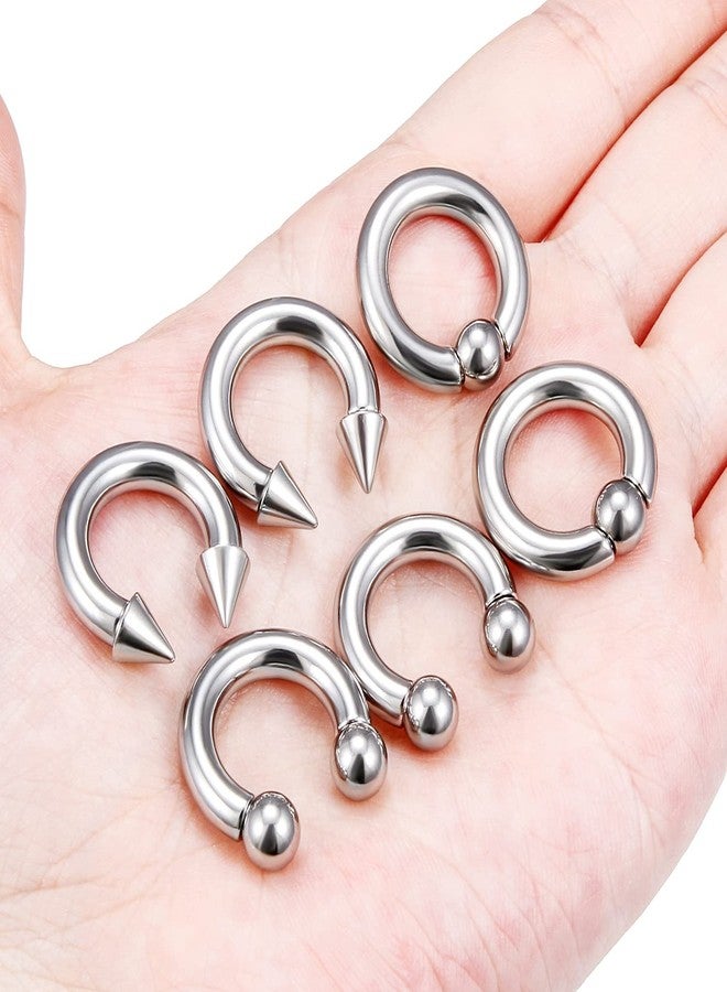 Ocptiy 2G 4G 6G 8G 10G 12G 14G 16G Septum Rings Silver Black Surgical Steel Heavy Gauges Earrings stretching kit Eyebrow Lip Septm Nose Ring Helix Tragus Daith Rook Earrings Hoop 10mm 12mm 16mm - Image 2