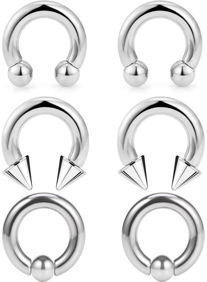 Ocptiy 2G 4G 6G 8G 10G 12G 14G 16G Septum Rings Silver Black Surgical Steel Heavy Gauges Earrings stretching kit Eyebrow Lip Septm Nose Ring Helix Tragus Daith Rook Earrings Hoop 10mm 12mm 16mm - Image 1