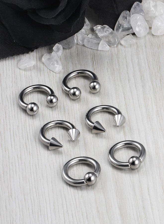 Ocptiy 2G 4G 6G 8G 10G 12G 14G 16G Septum Rings Silver Black Surgical Steel Heavy Gauges Earrings stretching kit Eyebrow Lip Septm Nose Ring Helix Tragus Daith Rook Earrings Hoop 10mm 12mm 16mm - Image 3
