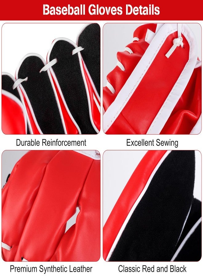 Aodaer 4 Pack T Ball Sets Teenager Easy Catch Ball & Glove Set 4 Youth Teeball Gloves 8 Balls Synthetic Leather Glove and Baseball for Yard Lawn Game, Catch Game, Baseball Play, Black and Red - Image 4