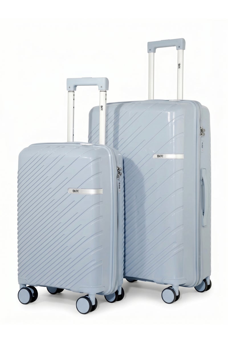 KTMC Polypropylene Luggage 20" Carry-On & 28" Check-in Suitcases, H-8882 Light Blue - Image 1