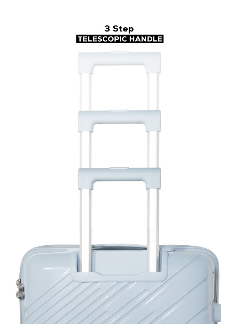 KTMC Polypropylene Luggage 20" Carry-On & 28" Check-in Suitcases, H-8882 Light Blue - Image 4