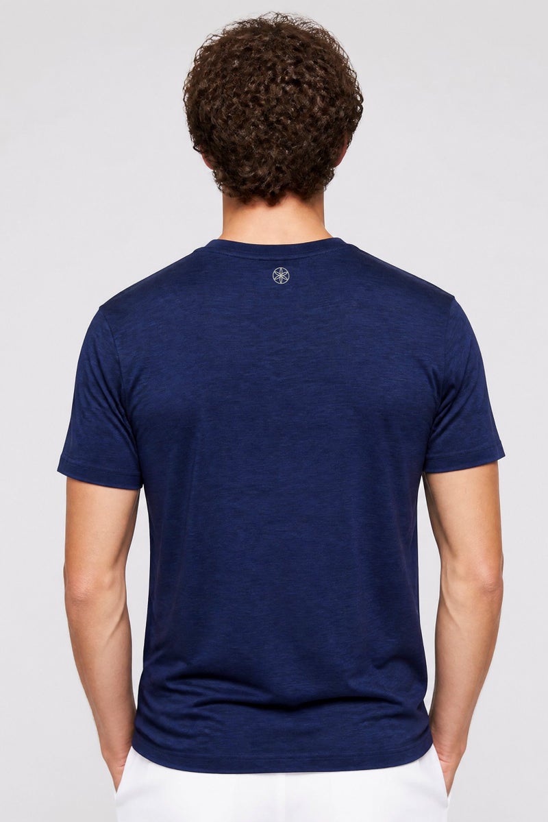 Gaiam Men Slim Fit Short Sleeve Training T-Shirt, Navy Heather - Image 2