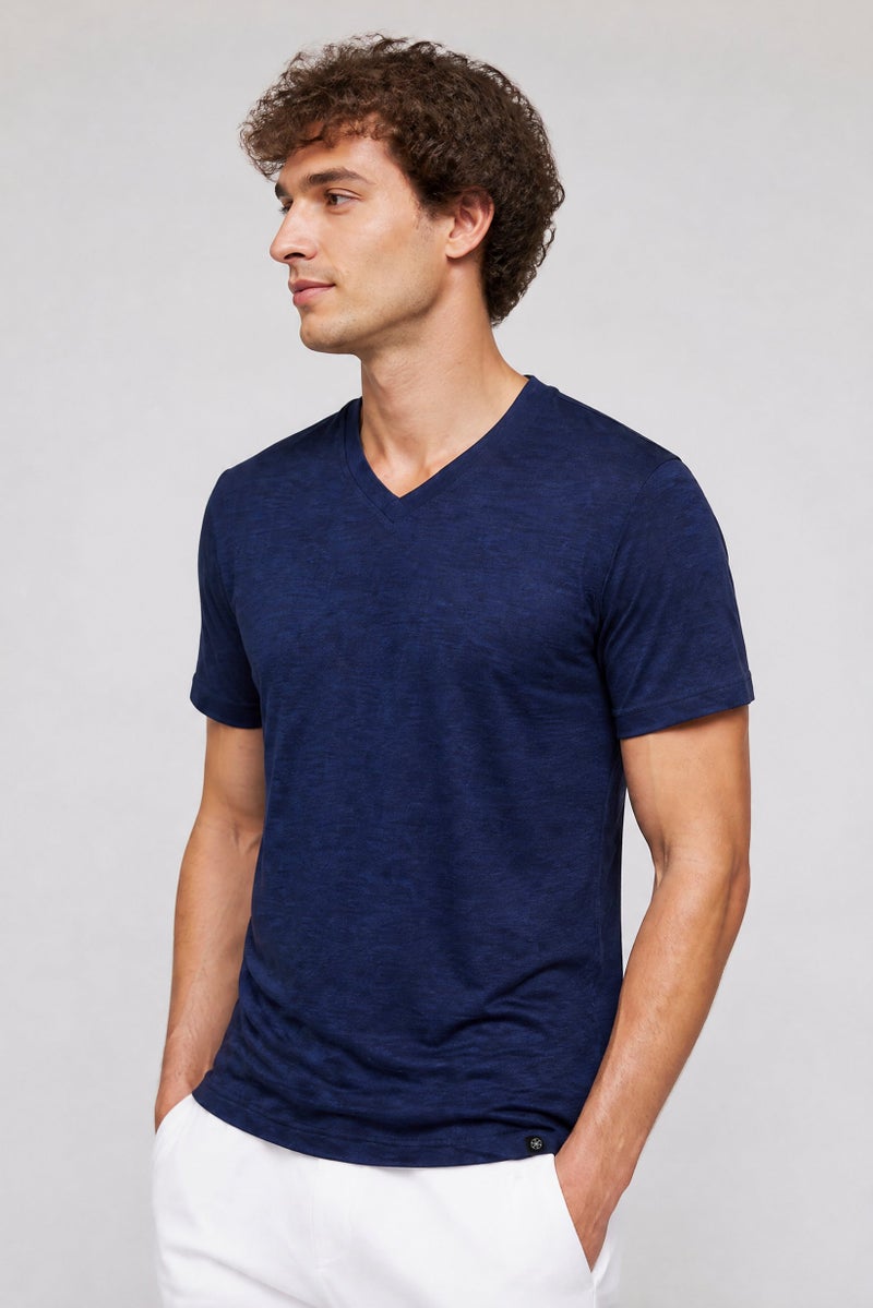 Gaiam Men Slim Fit Short Sleeve Training T-Shirt, Navy Heather - Image 5