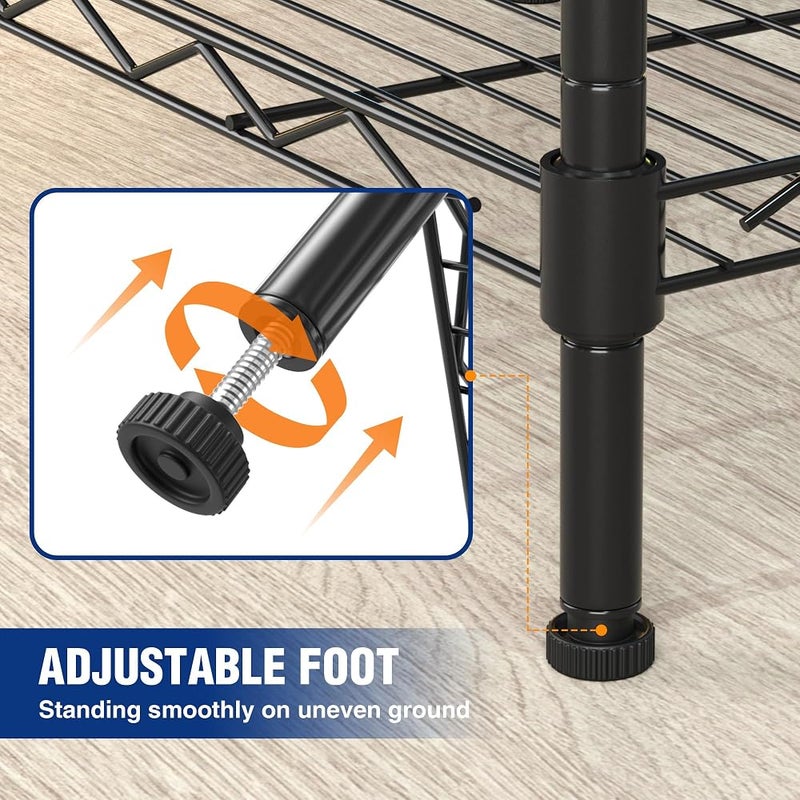WORKPRO 5-Tier Metal Shelving Unit, Height Adjustable Storage Rack 250 kg Capacity, Adjustable Shelves, Levelling Feet, Boltless Design, Steel Frame - Image 4