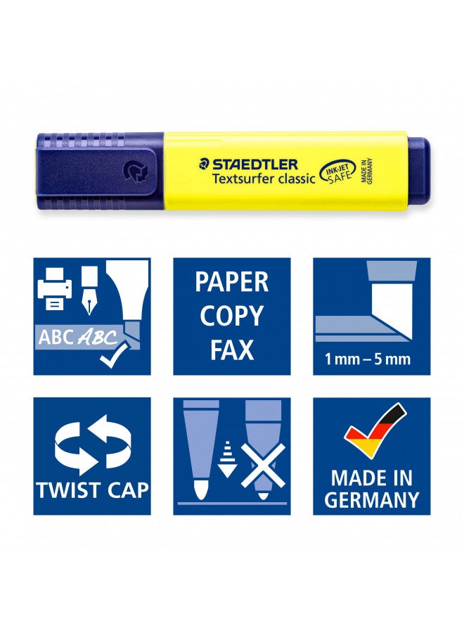 STAEDTLER STAEDTLER 364 WP6 Textsurfer Classic Highlighter - Assorted Colours (Wallet of 6)  - Image 4