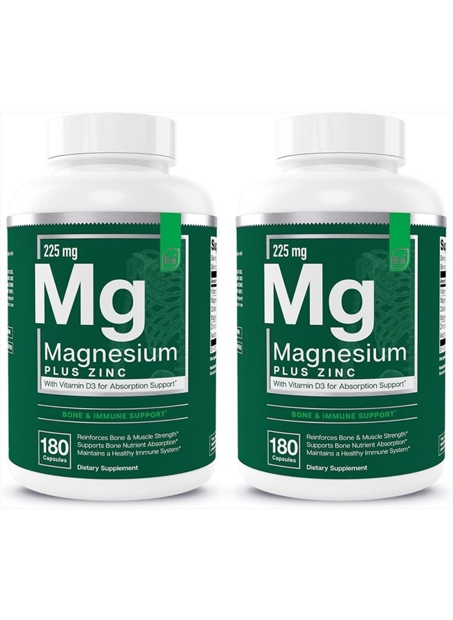 Essential Elements - Magnesium & Zinc with Vitamin D3 for Sleep Immune & Bone Support - Magnesium Glycinate, Malate, Citrate 200mg - Triple Magnesium Supplement for Women and Men - 6 Month Supply - Image 1