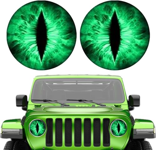 Beast Eyes Headlight Decals Pair for Jeep 2024 New Eye Decal for Jeep Wranglers Headlights Car Accessories for Men Women 3D Round Eyes Headlight Decal Stickers for Truck Car Bumper Decoration 2pcs
