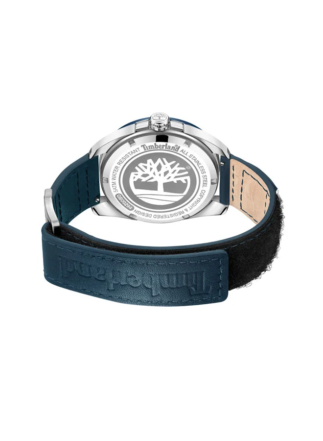 Timberland Carrigan 44mm Men's Analog Watch with Blue Leather Strap