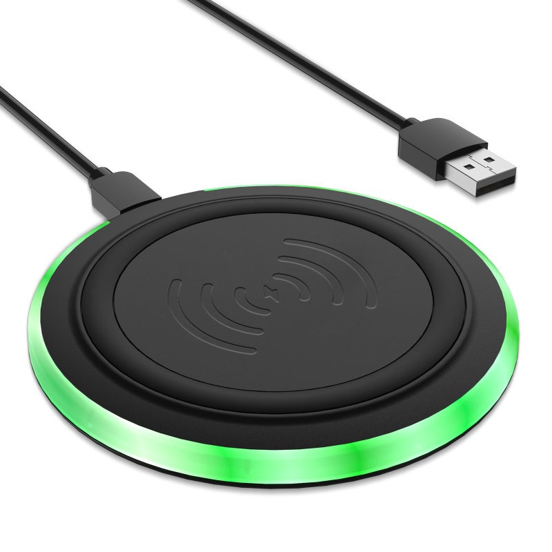 Slim Round YC15W 10W Wireless Charger for Apple Black usb 