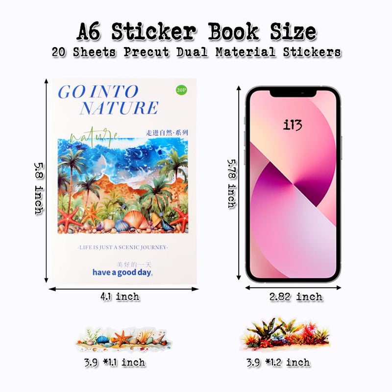Dwpetzo 20 Sheets Seaside Landscape Pre-Cut Journaling Stickers Book For Junk Journaling  Scrapbooking  Collage  Planner  Album  Transparent Pet And Washi Stickers For Adults - Image 2