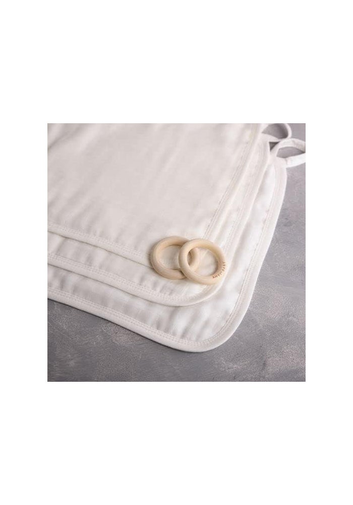 Anvi Baby Set of 3 Organic Bamboo Face Cloths/Bibs for Newborns - White - Image 4