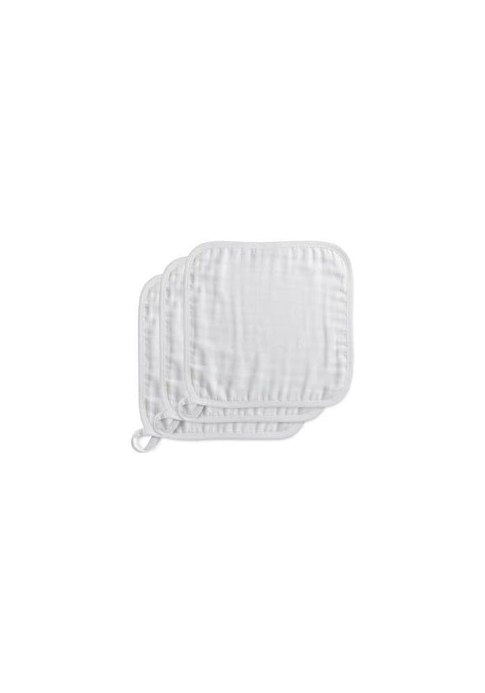 Anvi Baby Set of 3 Organic Bamboo Face Cloths/Bibs for Newborns - White - Image 2