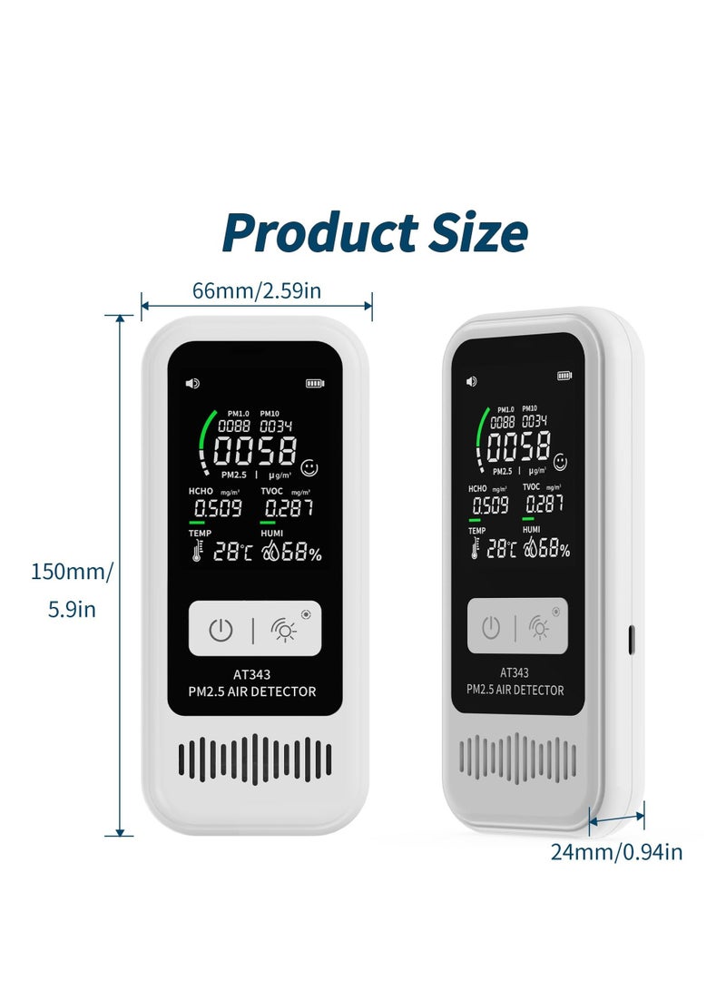 Air Quality Monitor Tester, Portable Air Quality Detector with LCD Digital Display, CO2, Formaldehyde,Temperature, Humidity Detector, PM2.5/1.0/10 HCHO TVOC Tester for Home Office, Car, Outdoor