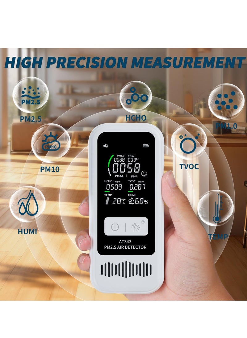 Generic Air Quality Monitor Tester, Portable Air Quality Detector with LCD Digital Display, CO2, Formaldehyde,Temperature, Humidity Detector, PM2.5/1.0/10 HCHO TVOC Tester for Home Office, Car, Outdoor  - Image 4