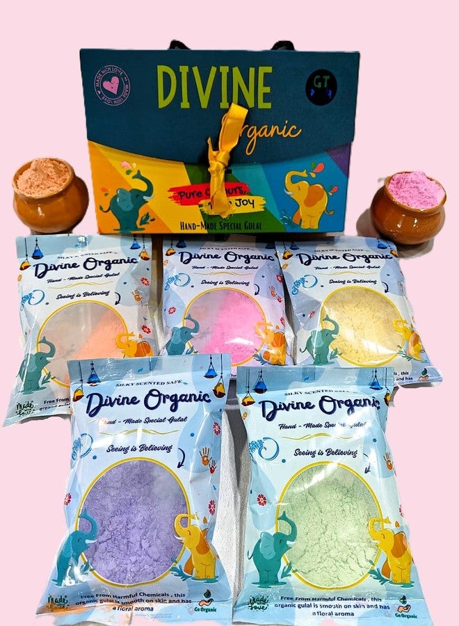 Niku Holi Colour - Herbal Divine Organic Holi Gulal | 5 Vibrant Colours | Non Toxic, Easy to Remove, Soft Skin Friendly | Pack of 5-80gm *5 | Holi Gift Pack for Family, Party - Image 1