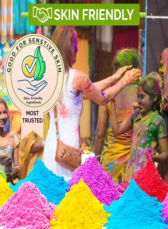 Niku Holi Colour - Herbal Divine Organic Holi Gulal | 5 Vibrant Colours | Non Toxic, Easy to Remove, Soft Skin Friendly | Pack of 5-80gm *5 | Holi Gift Pack for Family, Party - Image 3