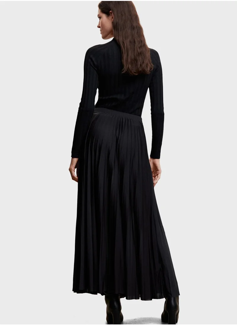 MANGO High Waist Pleated Skirt