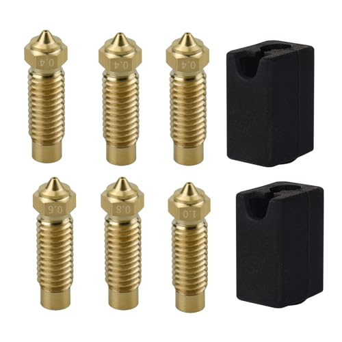POLISI3D 8-Pack Multi Size Nozzles Silicone Cover Socks Hotend Spare Brass Nozzle 0.4 0.6 0.8 1.0 Compatible with Elegoo Neptune 4 MAX / Neptune4 Plus 3D Printer Accessories Parts - Image 1