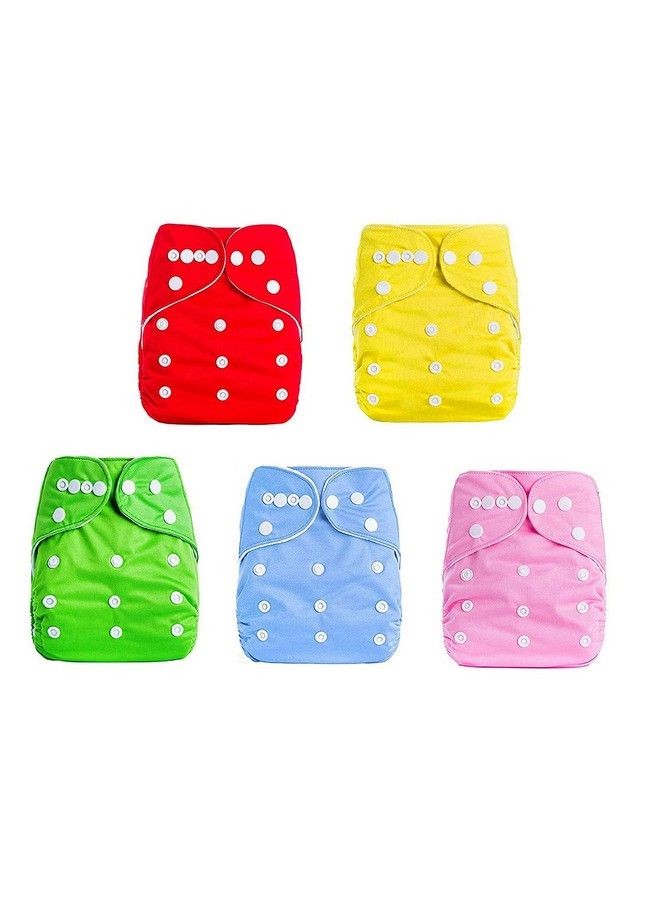 DOMENICO World Baby Kids Cloth Diaper Reusable Diaper Washable Diaper Adjustable Size Waterproof (Without Insert) (Pack Of 5)(Assorted Color) - Image 1