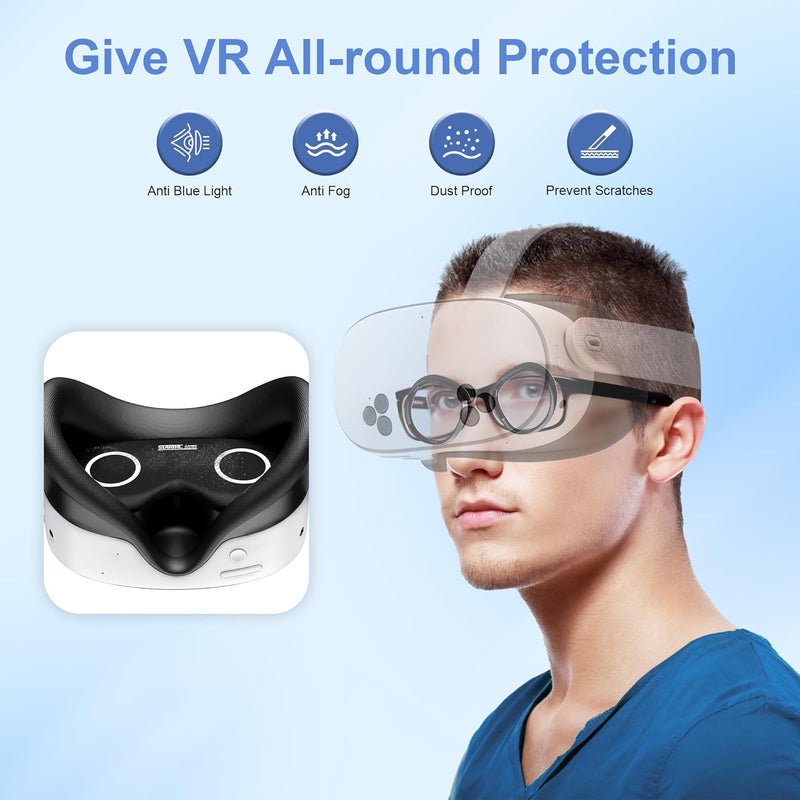 STARTRC GAMES Upgrade Lens Protector Set Compatible with Meta Quest 3S Accessories, Soft Glasses Spacer, ABS Rings with Blue Light Blocking Glasses for Oculus Quest 3S (Anti-blue Light and Scratches) - Image 2