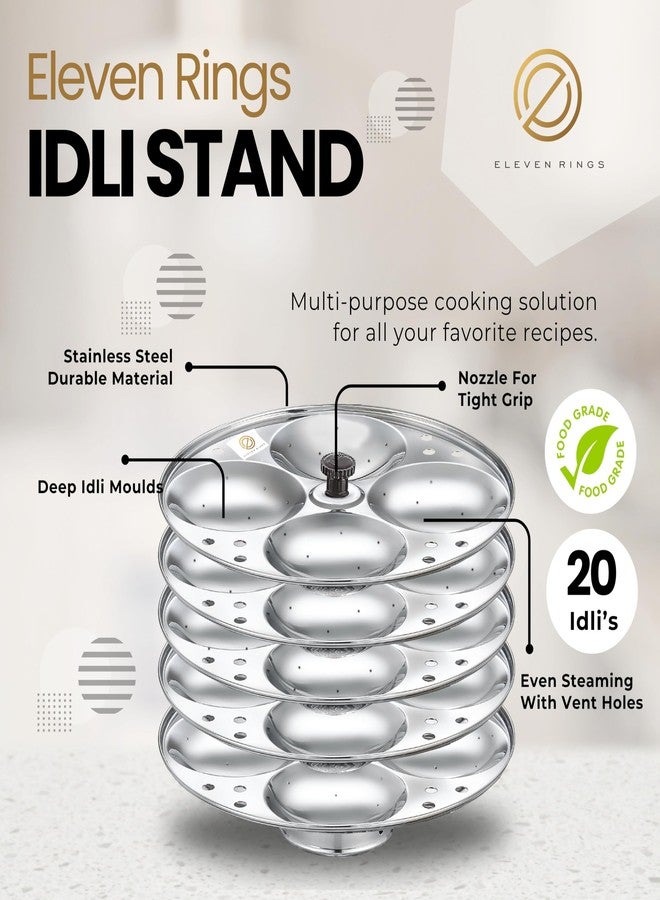 Eleven Rings 5 Plates Stainless Steel Idli Stand/Idli Maker Makes 20 Idlis at Once. - Image 3