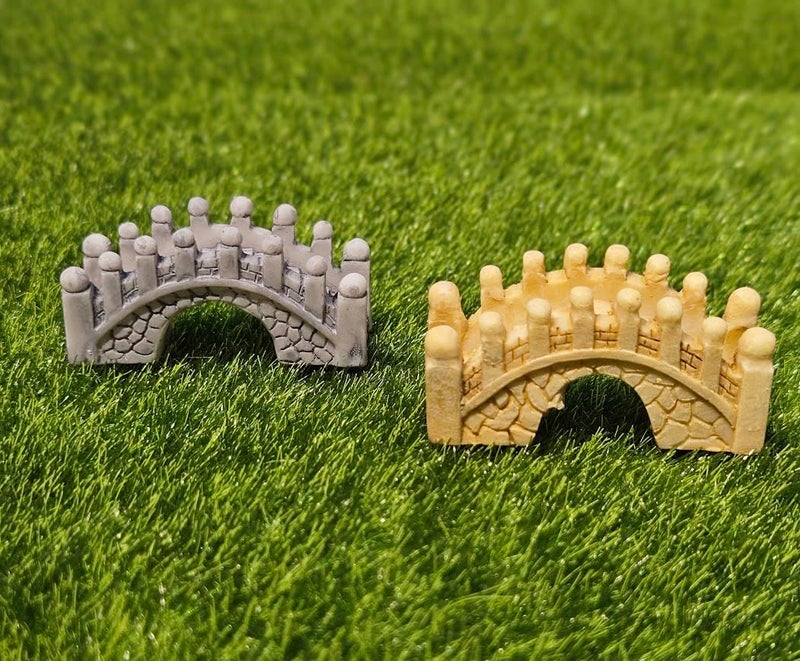 ARUNA DECOR Miniature Resin Bridge Set of 4 for Fairy Garden, Terrarium & Dollhouse | Mini Garden Bridge Decoration for Bonsai, Succulent Pot, DIY Craft & Gift - Image 1