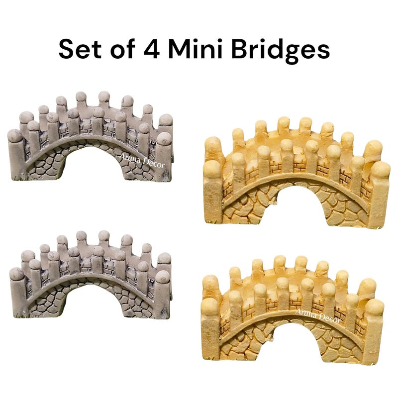 ARUNA DECOR Miniature Resin Bridge Set of 4 for Fairy Garden, Terrarium & Dollhouse | Mini Garden Bridge Decoration for Bonsai, Succulent Pot, DIY Craft & Gift - Image 2