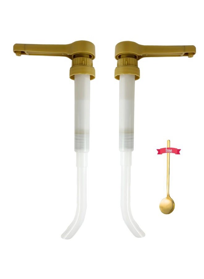POFFYA Sauce Pump Dispenser for Torani Davinci Hollander 64oz, Ghirardelli 87.3 to 90.4 Fluid Ounce Sauce Bottles, 2pack Coffee Syrup Sauce Pumps with 0.5oz Each Pump - Image 1