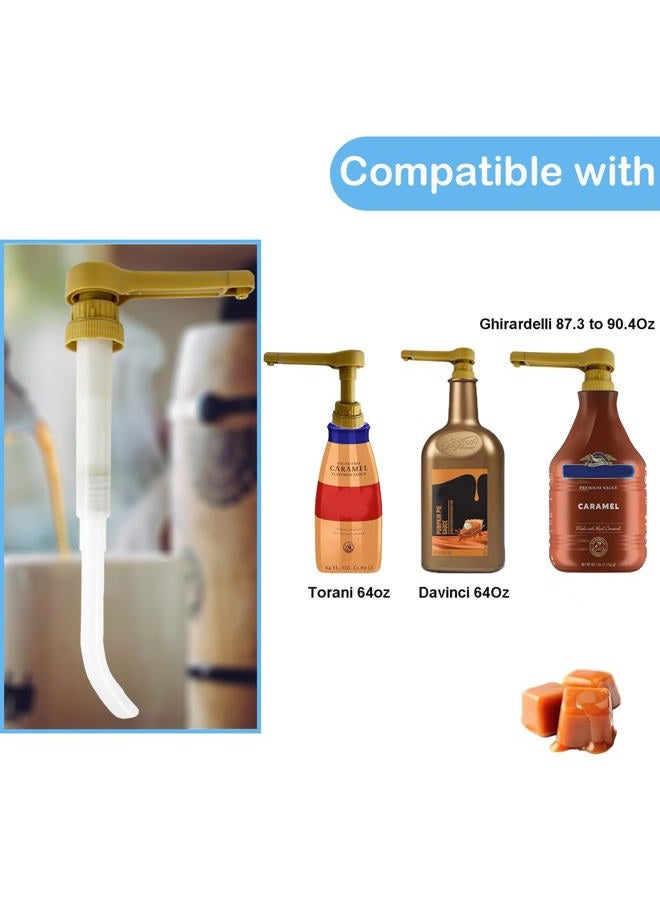 POFFYA Sauce Pump Dispenser for Torani Davinci Hollander 64oz, Ghirardelli 87.3 to 90.4 Fluid Ounce Sauce Bottles, 2pack Coffee Syrup Sauce Pumps with 0.5oz Each Pump - Image 2
