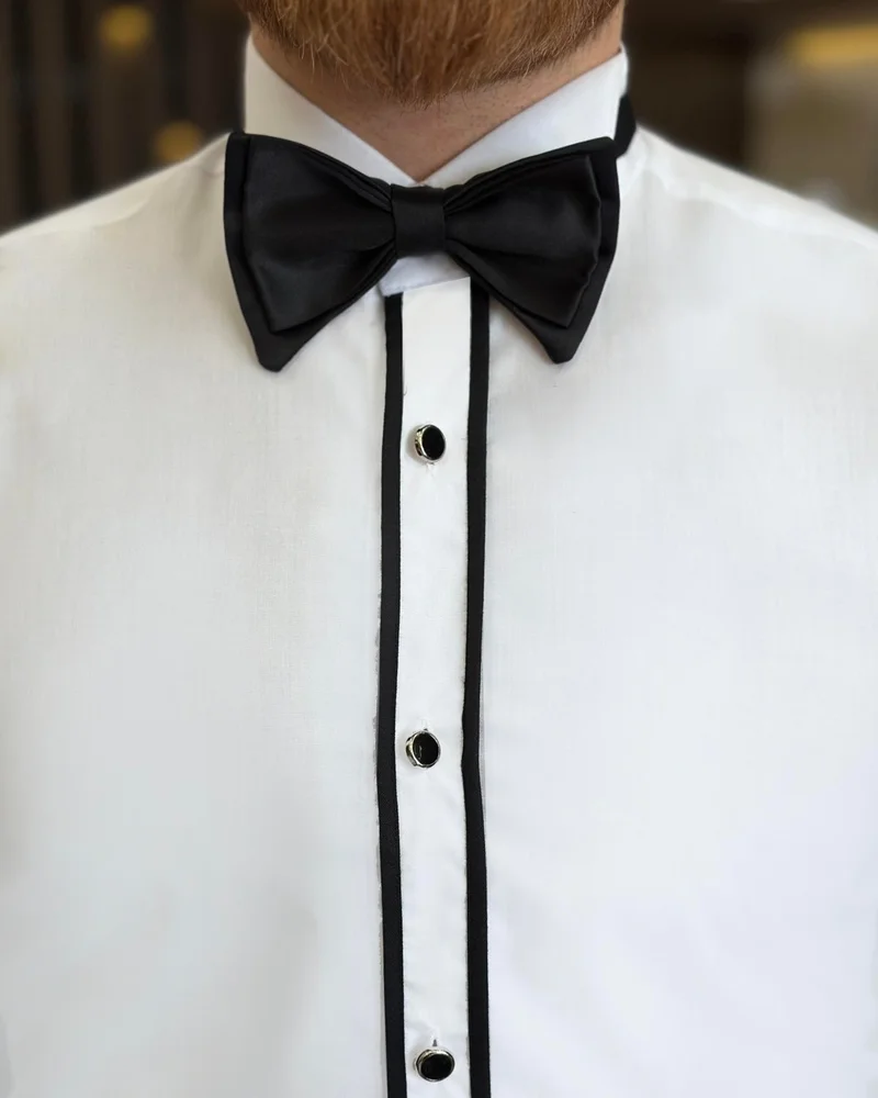 ترزي ادم التون Tailor Adem Altun Italian Cut Groom Suit Slim Fit Piping Ata Collar Men's Shirt T7216